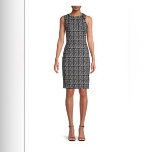 Calvin Klein Size 14 Black and White Tweed Sheath Dress